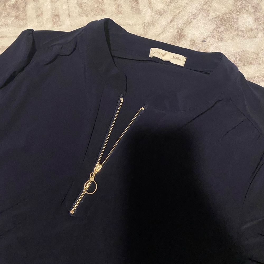 Navy Zip Blouse